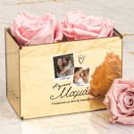 Τριαντάφυλλα Αιώνια Ροζ με Φωτογραφία Polaroid, Δώρο για Μαμά