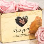 Ροζ Τριαντάφυλλα Αιώνια με Φωτογραφία, Δώρο για Μαμάδες