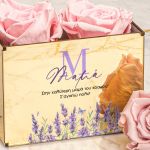 Αιώνια Τριαντάφυλλα Ροζ με Μονόγραμμα και Όνομα, Δώρο για Μαμά