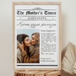 Κορνίζα με Φωτογραφία σε Σχέδιο Εφημερίδα, Δώρο για Μαμά