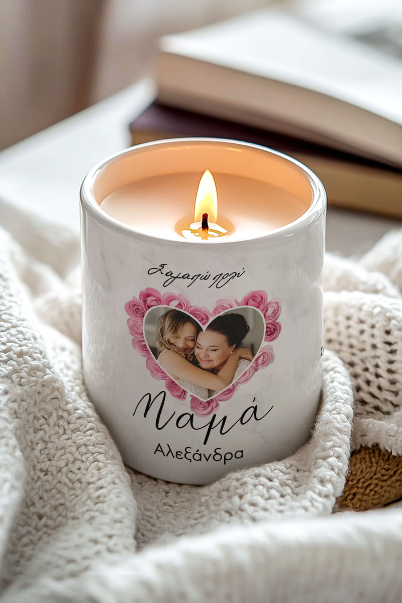 Αρωματικό Κερί Vanilla Cream με Φωτογραφία, Δώρο για Μαμάδες
