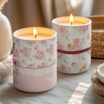 Σετ 2 Κεριά με Floral Design, Δώρο για τη Γιορτή της Μητέρας