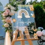 Διακοσμητική Πινακίδα Βάπτισης με Ουράνιο Τόξο & Παιδικά Σχέδια