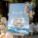 Διακοσμητική Ταμπέλα Βάπτισης με Sailing Bear Design