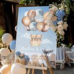 Ταμπέλα Βάπτισης με Σχέδιο Tiny Teddy Bears in the Sky