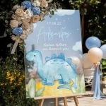 Πινακίδα Υποδοχής Βάπτισης με Σχέδιο Baby Dinosaur