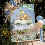 Διακοσμητική Ταμπέλα Βάπτισης με Σχέδιο Ζώα Ζούγκλας