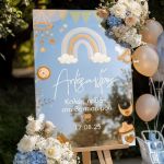 Διακοσμητική Πινακίδα Βάπτισης με Ουράνιο Τόξο & Παιδικά Σχέδια