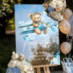 Πινακίδα Καλωσορίσματος Βάπτισης με Σχέδιο Teddy On Air