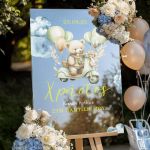 Διακοσμητική Ταμπέλα Βάπτισης με Σχέδιο Vespa & Teddy