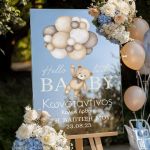 Ταμπέλα Υποδοχής Βάπτισης με Σχέδιο Soft Pastel Balloons
