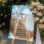 Ταμπέλα Βάπτισης με Σχέδιο Ελεφαντάκι σε Αερόστατο