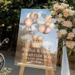 Ταμπέλα Βάπτισης με Σχέδιο Tiny Teddy Bears in the Sky