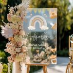 Διακοσμητική Πινακίδα Βάπτισης με Ουράνιο Τόξο & Παιδικά Σχέδια