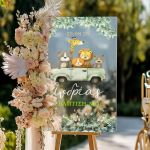 Διακοσμητική Ταμπέλα Βάπτισης με Σχέδιο Ζώα Ζούγκλας