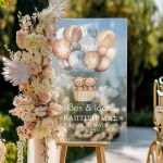 Ταμπέλα Βάπτισης με Σχέδιο Tiny Teddy Bears in the Sky