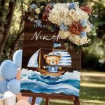 Επιγραφή Βάπτισης Διακοσμητική με Sailing Bear Design