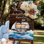 Ταμπέλα Καλωσορίσματος Βάπτισης Sailing Twin Bears