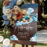 Διακοσμητική Πινακίδα Βάπτισης με Σχέδιο Teddy On Air