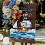 Επιγραφή Βάπτισης Διακοσμητική με Sailing Bear Design