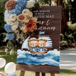Ταμπέλα Καλωσορίσματος Βάπτισης Sailing Twin Bears