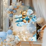 Ταμπέλα Καλωσορίσματος Βάπτισης με Σχέδιο Teddy On Air