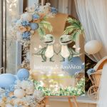 Ταμπέλα Καλωσορίσματος Βάπτισης με Σχέδιο Μικροί Δεινόσαυροι