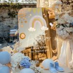 Ταμπέλα Διακοσμητική Βάπτισης με Ουράνιο Τόξο & Παιδικά Σχέδια