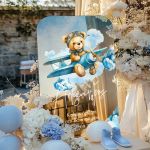 Ταμπέλα Καλωσορίσματος Βάπτισης με Σχέδιο Teddy On Air