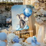 Ταμπέλα Καλωσορίσματος Βάπτισης με Σχέδιο Elephant In Clouds