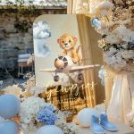 Επιγραφή Βάπτισης με Σχέδιο Vintage Αεροπλάνο και Μικρή Τίγρη