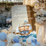 Ταμπέλα Καλωσορίσματος Βάπτισης με Σχέδιο Sailing Twin Bears