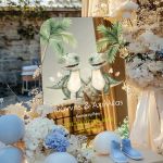 Ταμπέλα Καλωσορίσματος Βάπτισης με Σχέδιο Μικροί Δεινόσαυροι