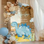 Ταμπέλα Υποδοχής Βάπτισης με Σχέδιο Baby Dinosaur
