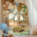 Ταμπέλα Καλωσορίσματος Βάπτισης με Σχέδιο Μικροί Δεινόσαυροι