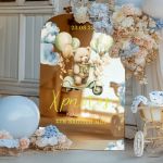Πινακίδα Διακόσμησης Βάπτισης με Σχέδιο Vespa & Teddy