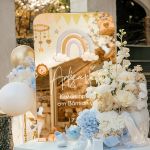 Ταμπέλα Διακοσμητική Βάπτισης με Ουράνιο Τόξο & Παιδικά Σχέδια