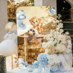 Επιγραφή Βάπτισης με Σχέδιο Vintage Αεροπλάνο και Μικρή Τίγρη