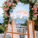 Πινακίδα Βάπτισης με Σχέδιο Cute Twin Elephants