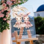 Διακοσμητική Πινακίδα Βάπτισης με Σχέδιο Κουνελάκια