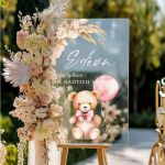 Διακοσμητική Ταμπέλα Βάπτισης με Σχέδιο Teddy Bear