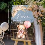 Διακοσμητική Ταμπέλα Βάπτισης με Σχέδιο Teddy Bear