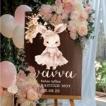Πινακίδα Διακόσμησης Βάπτισης με Σχέδιο Cute Bunny