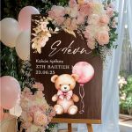 Διακοσμητική Ταμπέλα Βάπτισης με Σχέδιο Teddy Bear