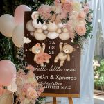 Ταμπέλα Καλωσορίσματος Βάπτισης με Σχέδιο Teddy Twins