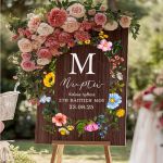 Ταμπέλα Καλωσορίσματος Βάπτισης με Σχέδιο Blooming