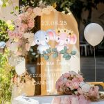 Επιγραφή Βάπτισης με Σχέδιο Cute Twin Elephants