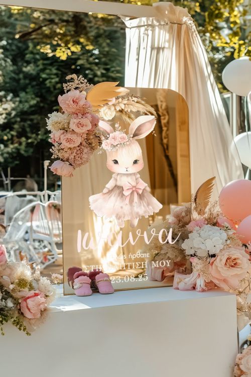 Διακοσμητική Πινακίδα Βάπτισης με Σχέδιο Cute Bunny
