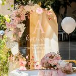 Διακοσμητική Επιγραφή Βάπτισης με Σχέδιο Pink Floral