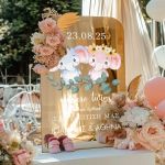 Επιγραφή Βάπτισης με Σχέδιο Cute Twin Elephants